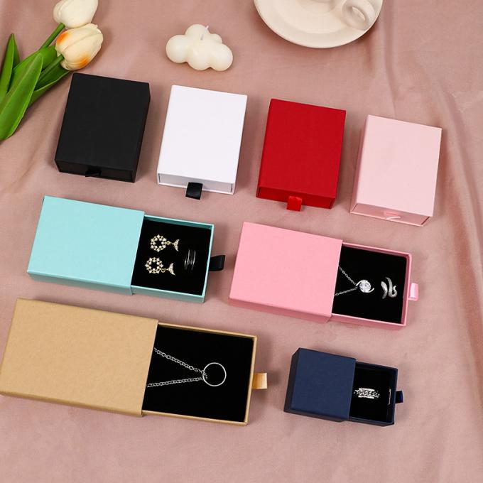 사용자 지정 로고 고리 드라워 보석 포장 상자 목걸이 귀걸이 팔찌 반지 보석 상자 5